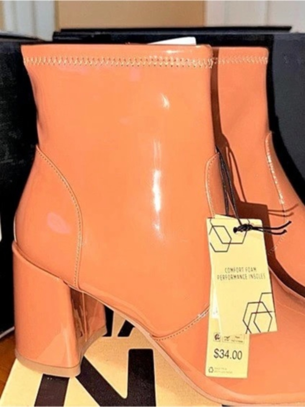 Madden NYC Patent Ankle Boots Orange US 8½ NWT